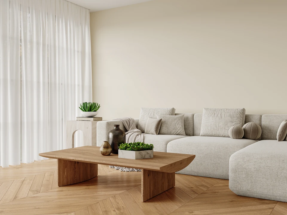 Surface de planches en bois naturel clair assemblées horizontalement